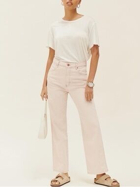 Reformation Cowboy High Rise Straight Jean Almond/Cream Size 24